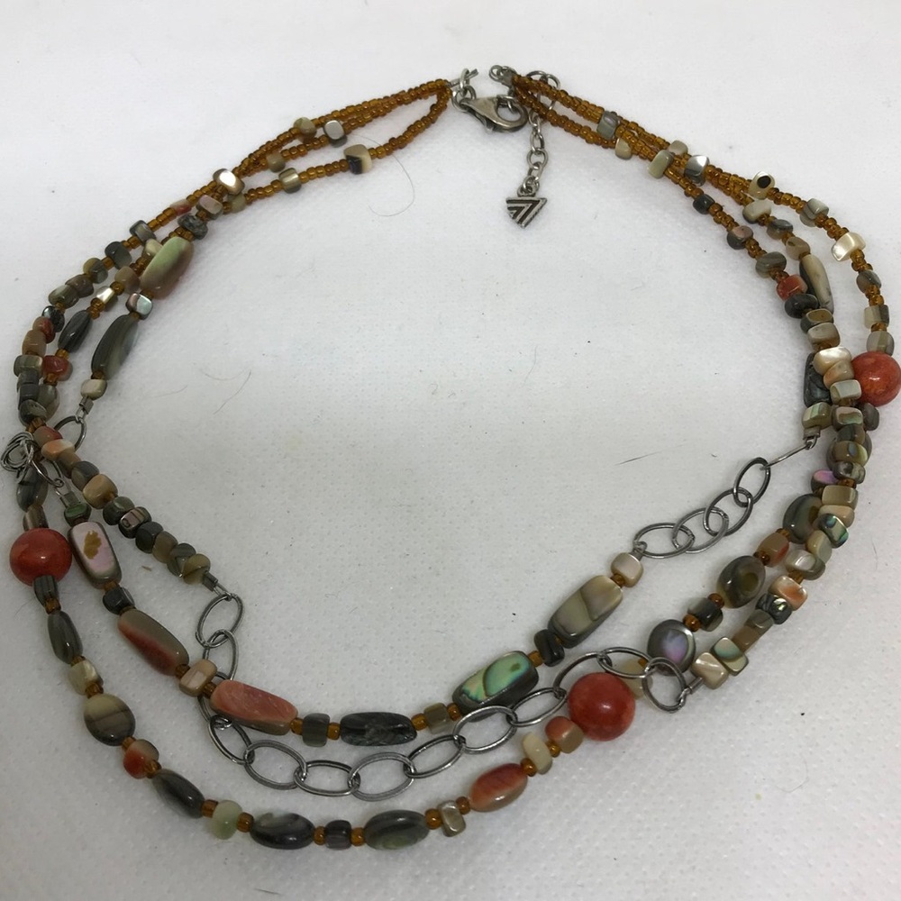 Silpada abalone, coral and bead necklace